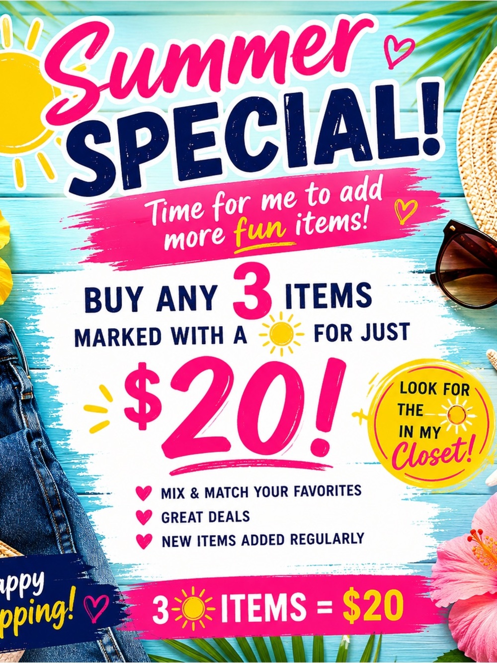 Summer Special 3-Item Deal - Have the Sun ☀️ posted on the item.
